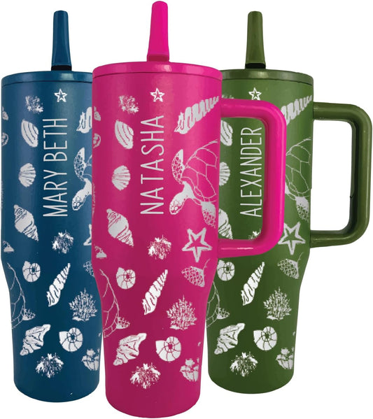 40 oz Personalized Sea Life Tumbler - Laser Engraved