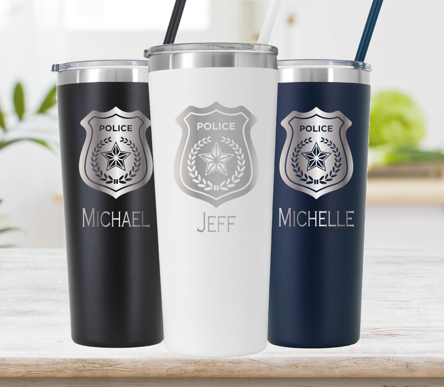22 oz Personalized Law Enforcement Tumbler Laser Engraved