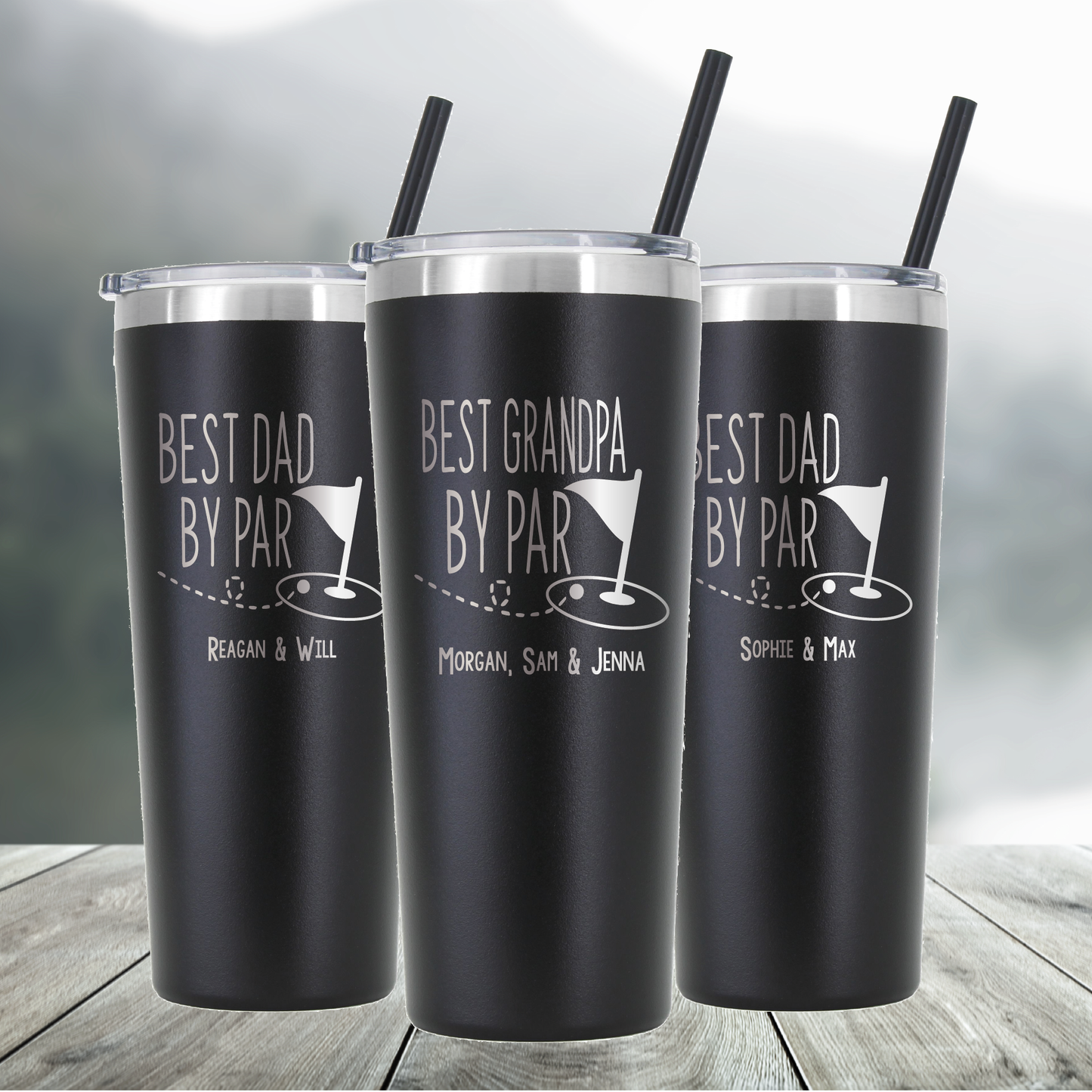 22 oz Personalized Golf Dad Tumbler - Laser Engraved