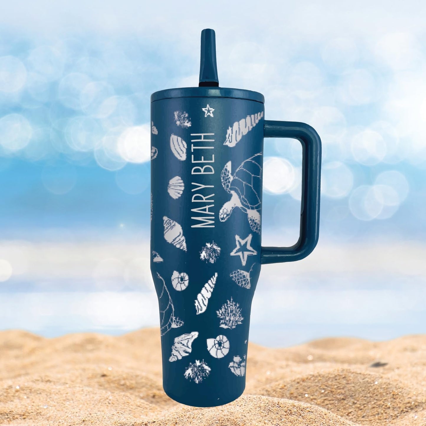 40 oz Personalized Sea Life Tumbler - Laser Engraved