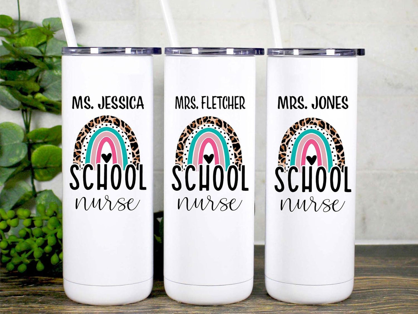 AVITO Personalized School Nurse Tumbler - Stainless Steel - Vacuum Insulated - 20 oz Tumbler with Closing Lid and Straw - Nurse Gift - Back to School - End of Year