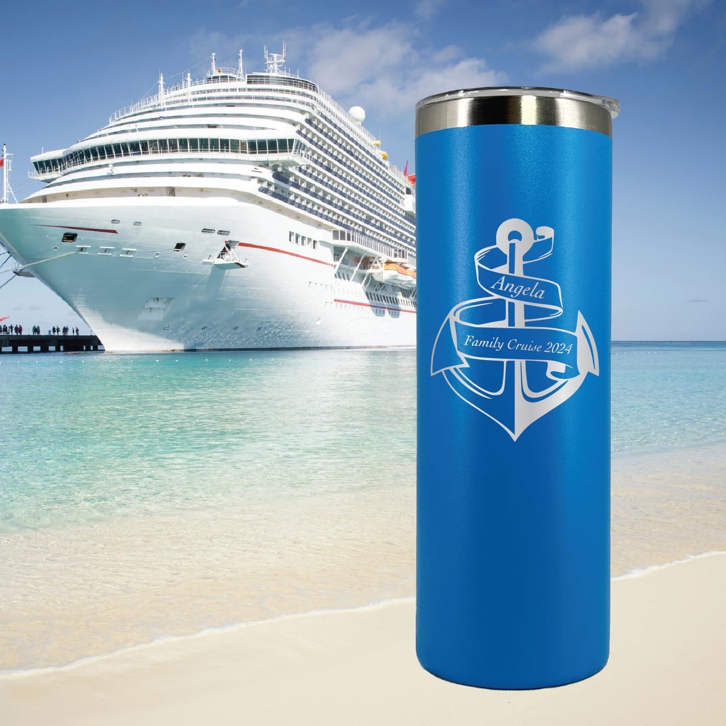 AVITO Personalized Cruise Tumbler - 20 oz Tumbler with Lid and Straw - Laser Engraved - Vacuum Insulated - Stainless Steel