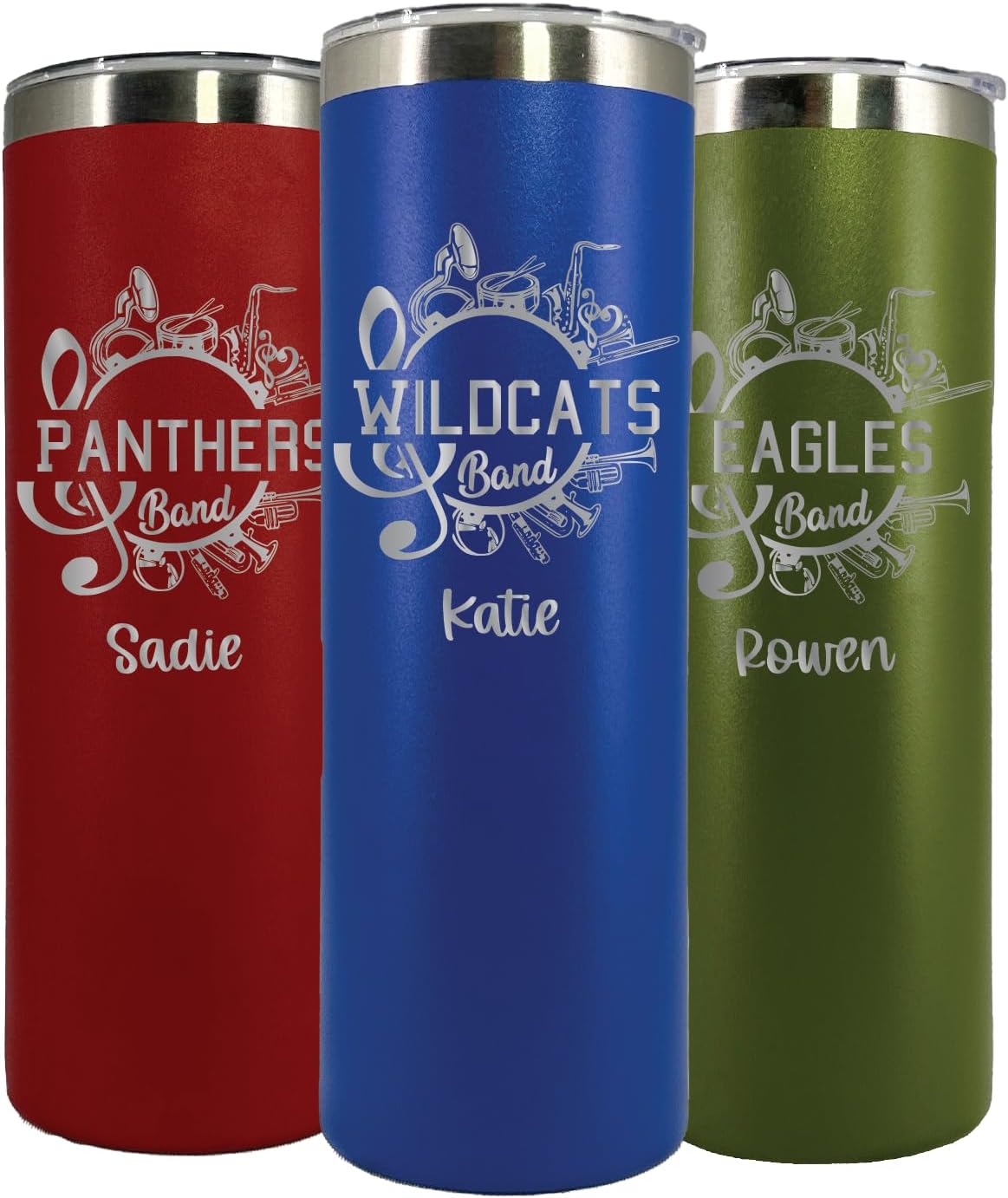AVITO Personalized Marching Band Tumbler - Laser Engraved - Vacuum Insulated - Stainless Steel - 20 oz Tumbler with Lid and Straw - Band Director Gift - Band Gifts