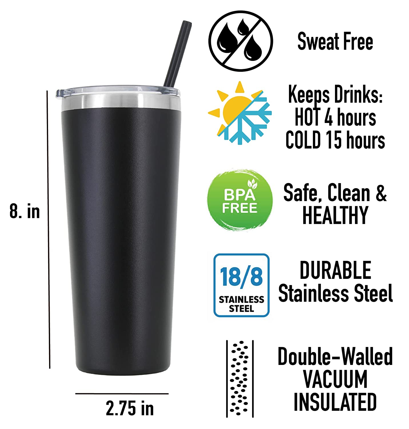 22 oz Personalized Black on Black Text - Vinyl Decal