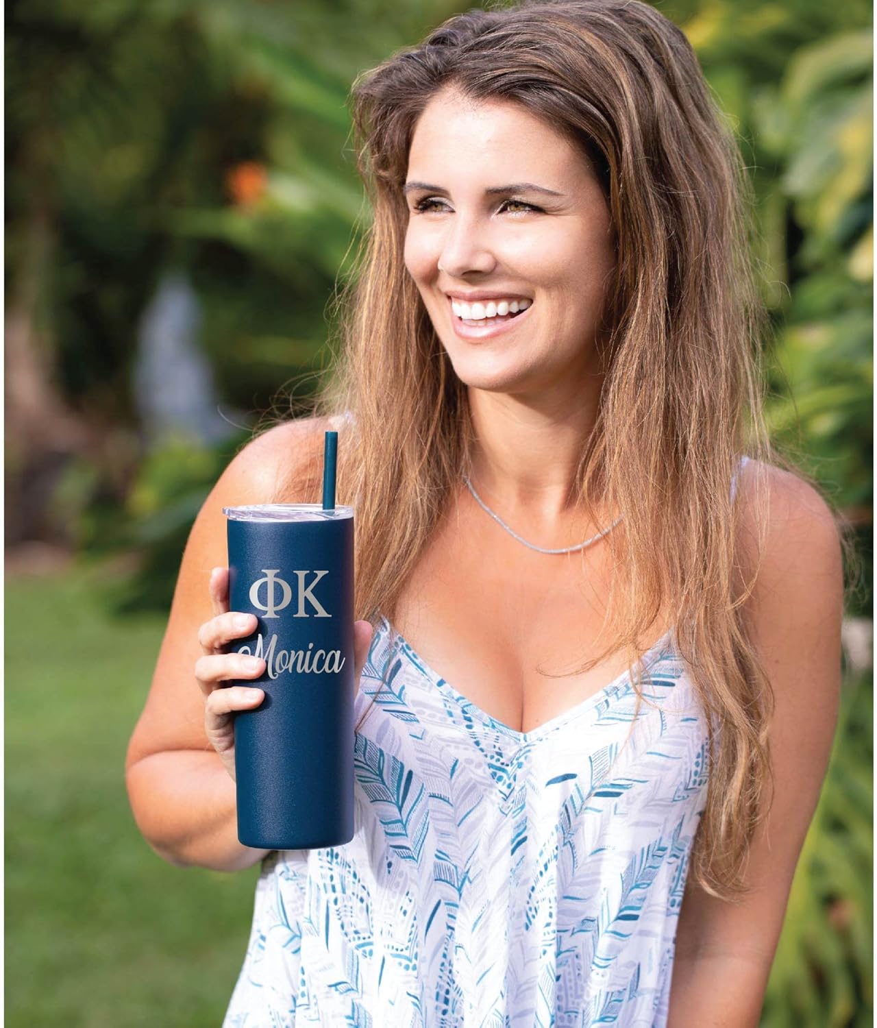 AVITO Personalized Sorority Tumbler - Laser Engraved - 20 oz Stainless Steel with Straw and Lid - Vacuum Insulated - Little and Big Gifts - Sorority Gift