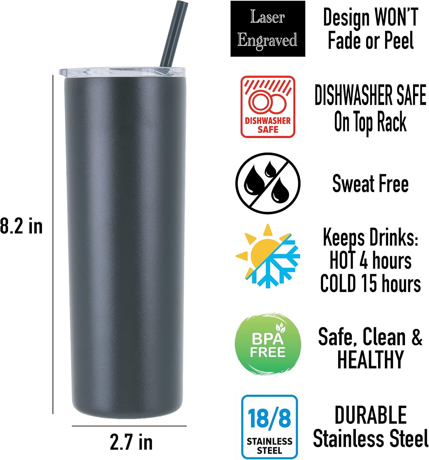 AVITO Personalized Marching Band Tumbler - Laser Engraved - Vacuum Insulated - Stainless Steel - 20 oz Tumbler with Lid and Straw - Band Director Gift - Band Gifts