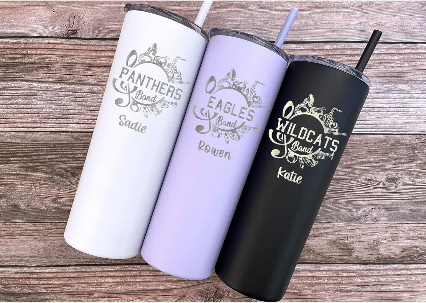 AVITO Personalized Marching Band Tumbler - Laser Engraved - Vacuum Insulated - Stainless Steel - 20 oz Tumbler with Lid and Straw - Band Director Gift - Band Gifts