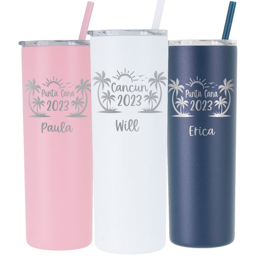 20 oz Personalized Beach Tumbler - Laser Engraved