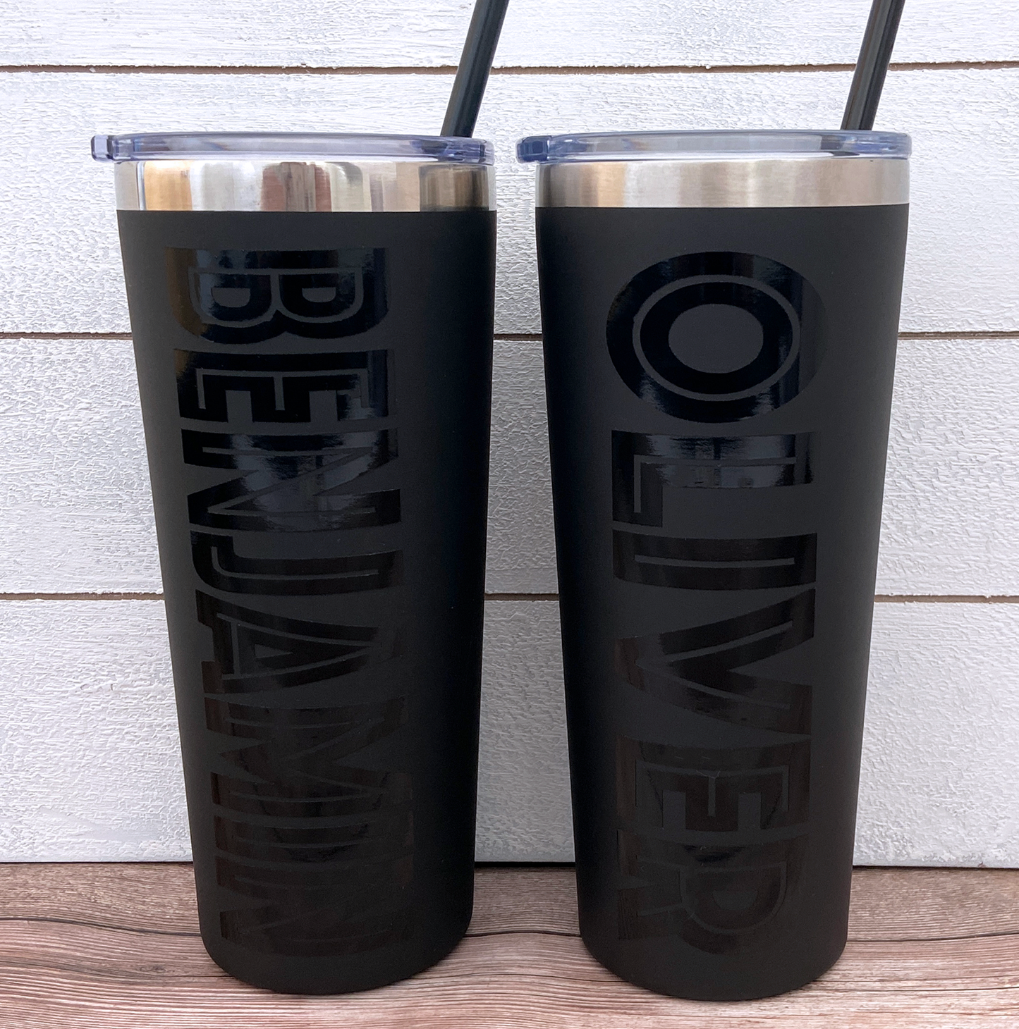 22 oz Personalized Black on Black Text - Vinyl Decal