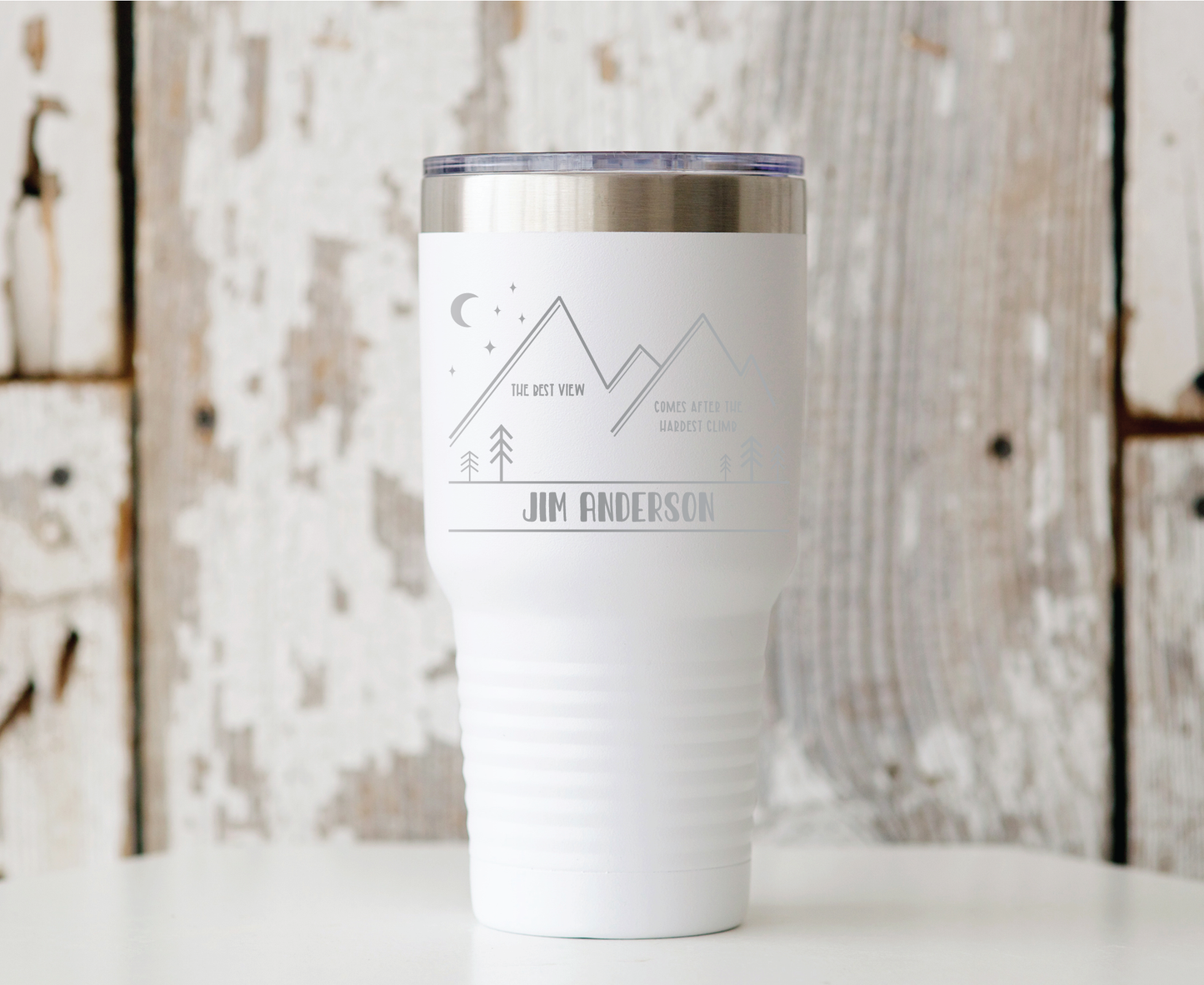 30 oz Personalized Motivational Mountain Tumbler - Laser Engraved