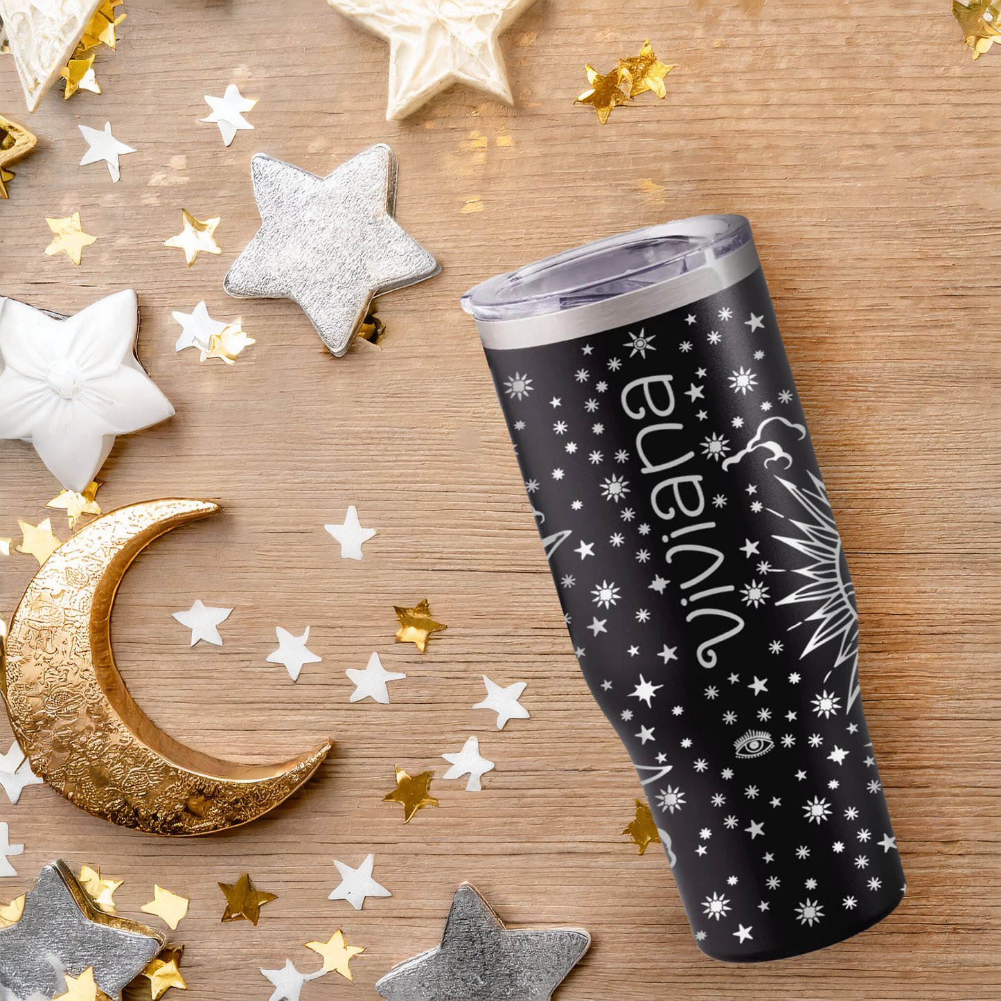 40 oz Personalized Celestial Tumbler - Laser Engraved