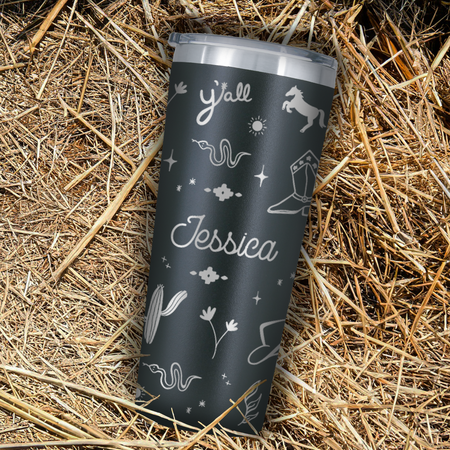 22 oz Personalized Western Tumbler - Laser Engraved