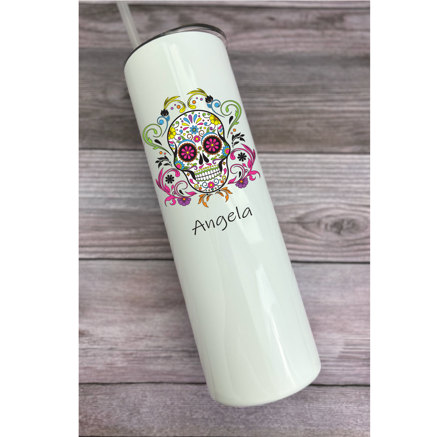 30 oz Personalized Sugar Skull Tumbler