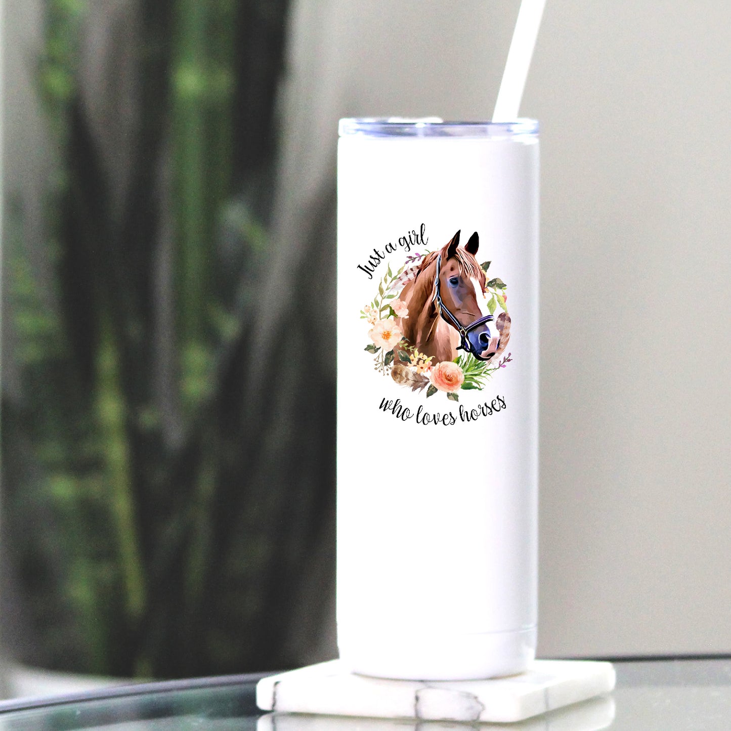 20 oz Personalized Horse Tumbler with Sliding Lid