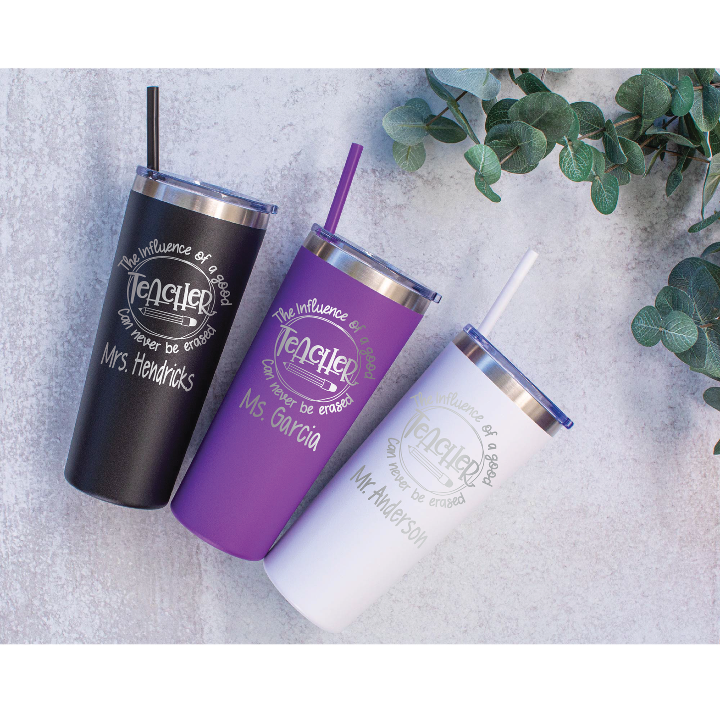 22 oz Personalized Teacher Influence Tumbler - Laser Engraved