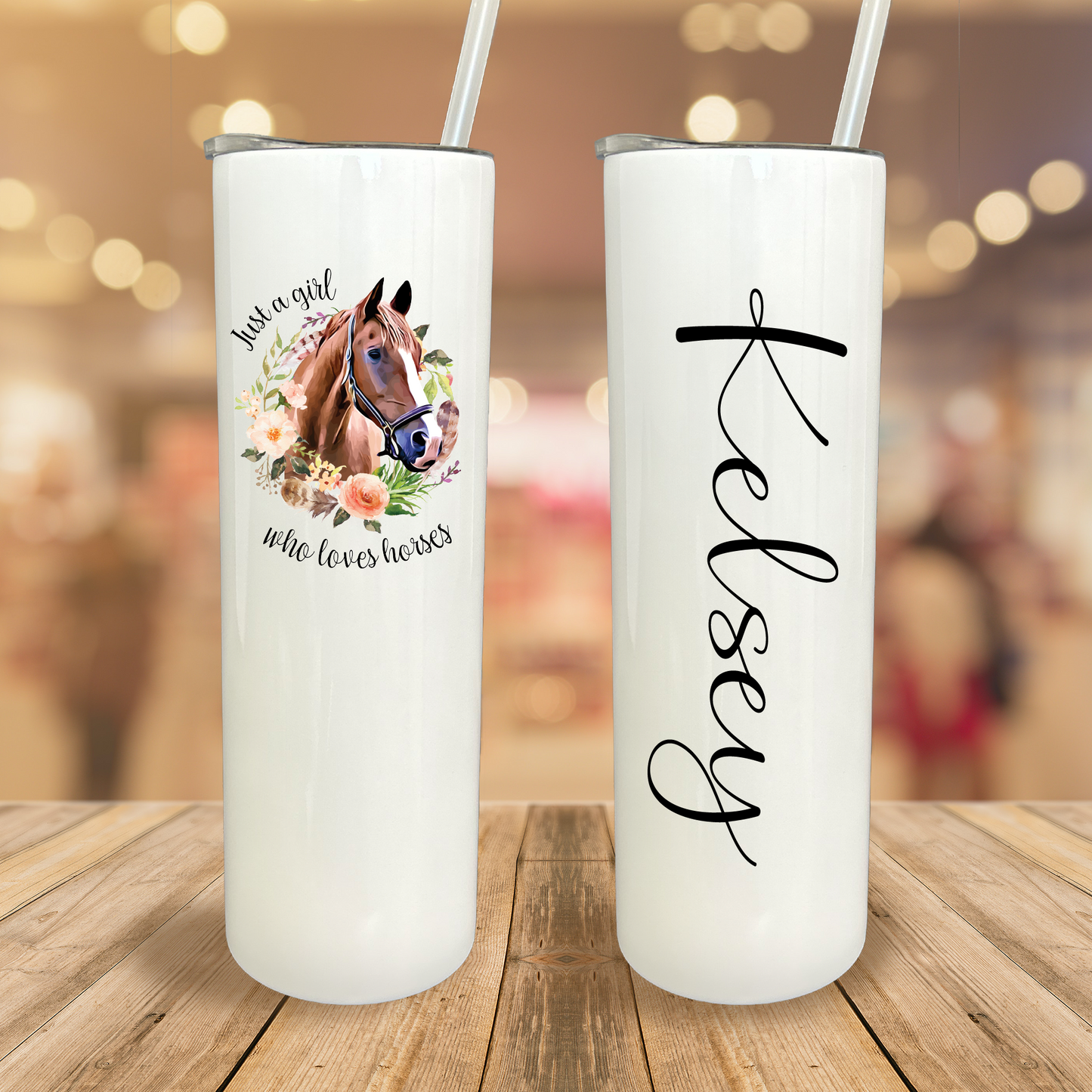 30 oz Personalized Horse Tumbler with Sliding Lid