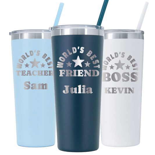 22 oz Personalized "World's Best" Tumbler Laser Engraved