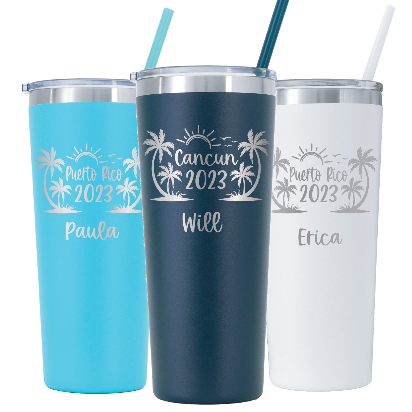 22 oz Personalized Beach Tumbler - Laser Engraved