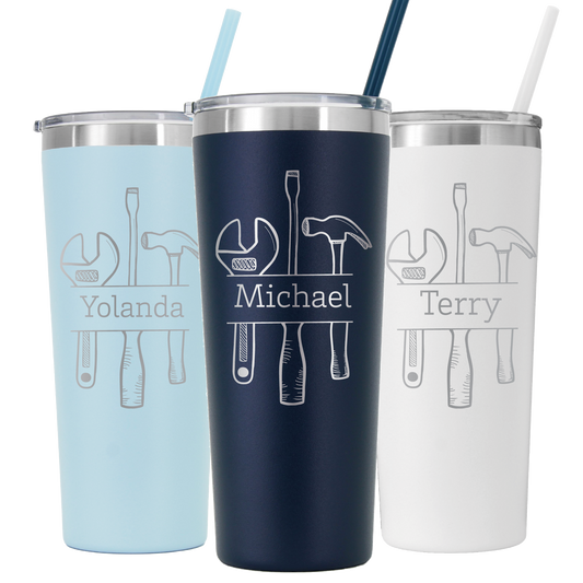 22 oz Personalized Mechanic Tumbler - Laser Engraved
