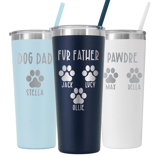 22 oz Personalized Fur Dad Tumbler - Laser Engraved