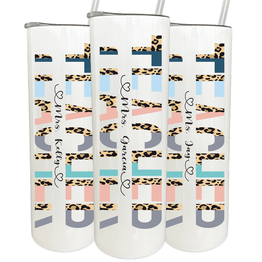 30 oz Teacher Leopard Alphabet Tumbler