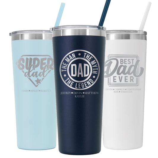 22 oz Personalized Dad Tumbler - Laser Engraved