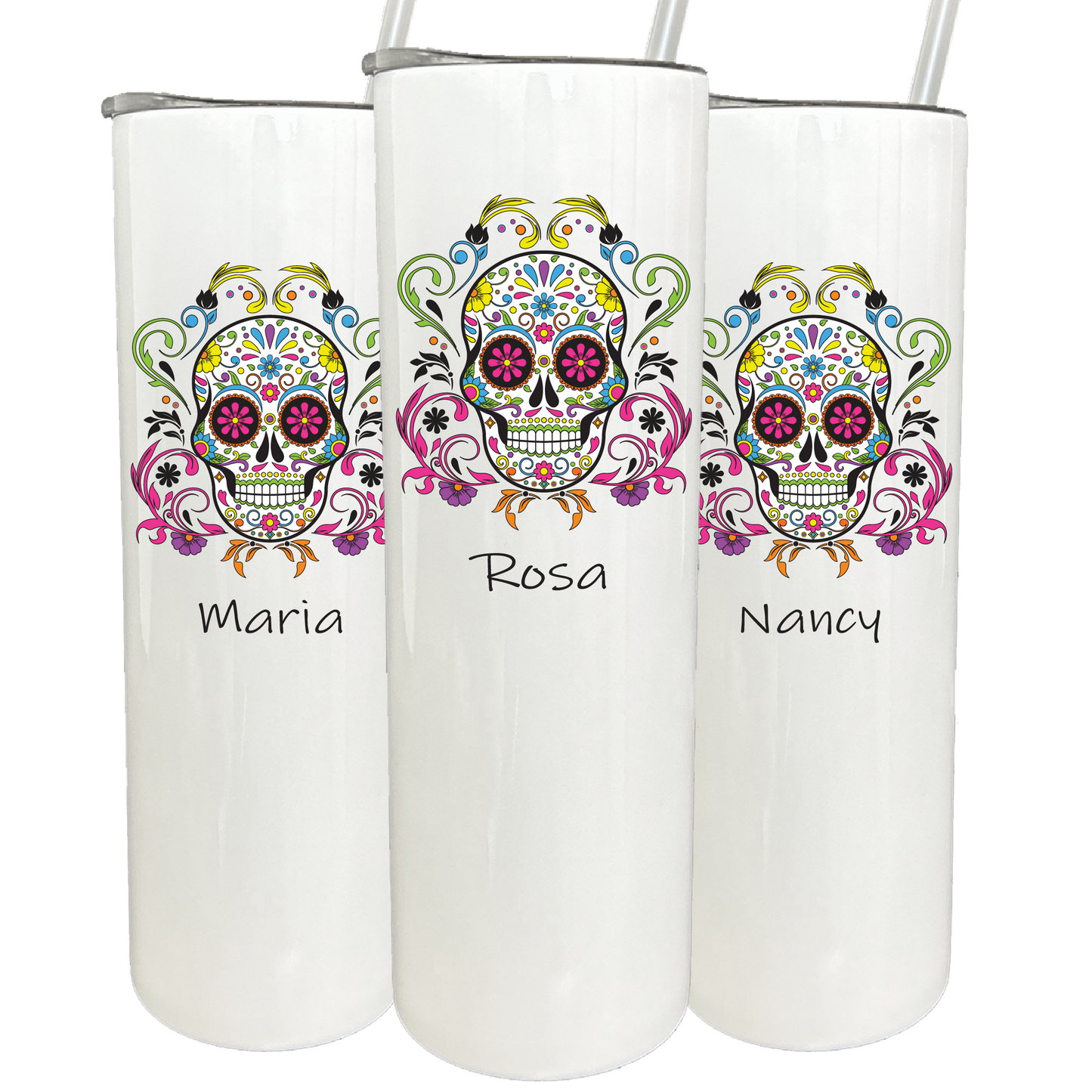 30 oz Personalized Sugar Skull Tumbler