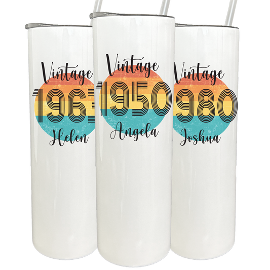 30 oz Personalized Vintage Birthday Tumbler