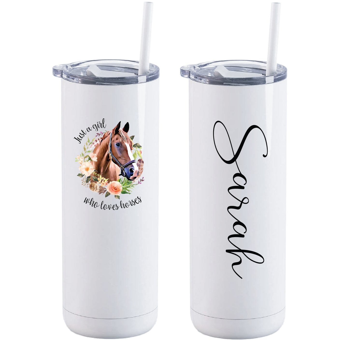 20 oz Personalized Horse Tumbler with Sliding Lid