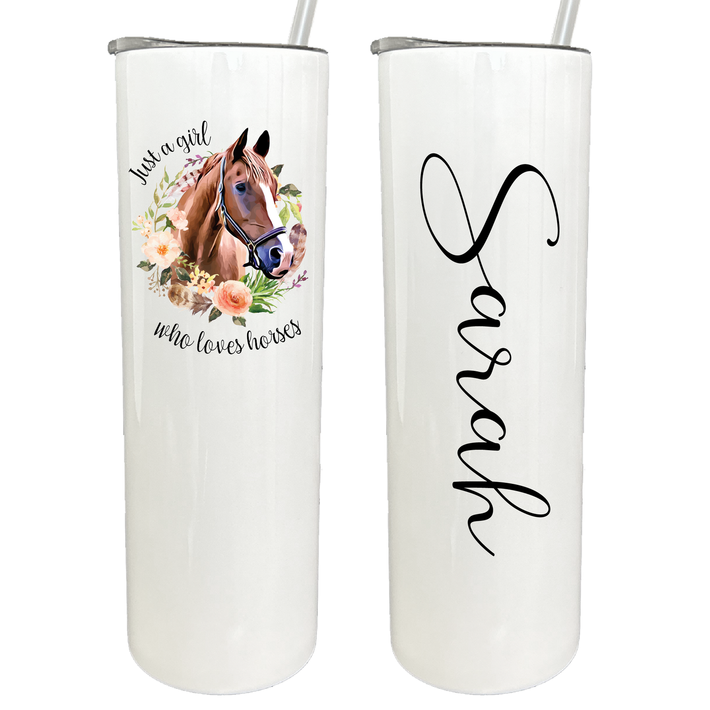 30 oz Personalized Horse Tumbler with Sliding Lid