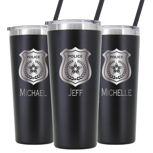 22 oz Personalized Law Enforcement Tumbler Laser Engraved