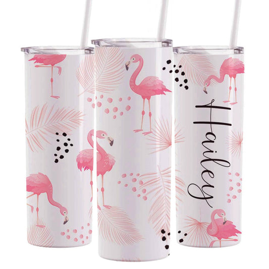 20 oz Personalized Flamingo Vacation Tumbler