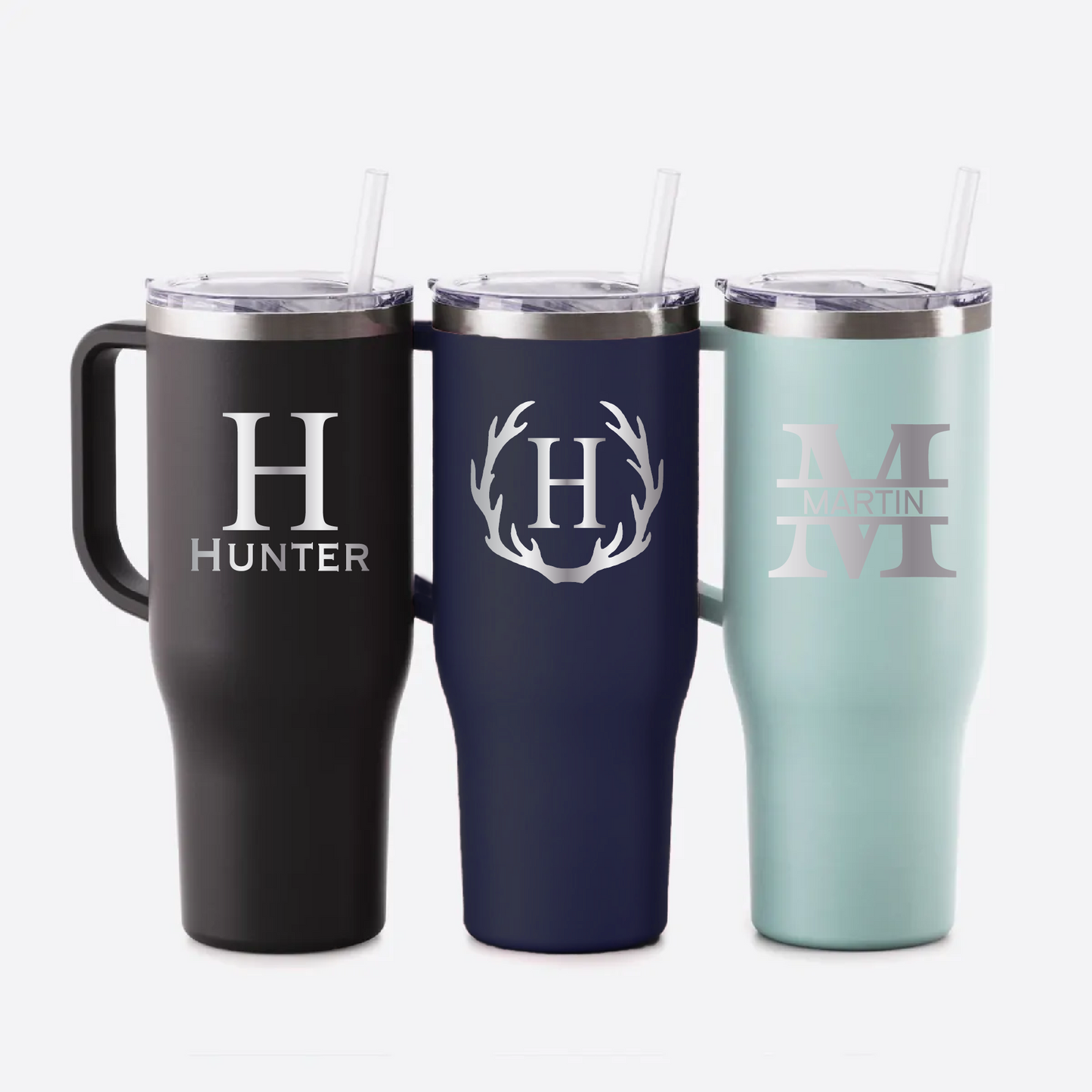 40 oz Personalized Monogram Tumbler - Laser Engraved