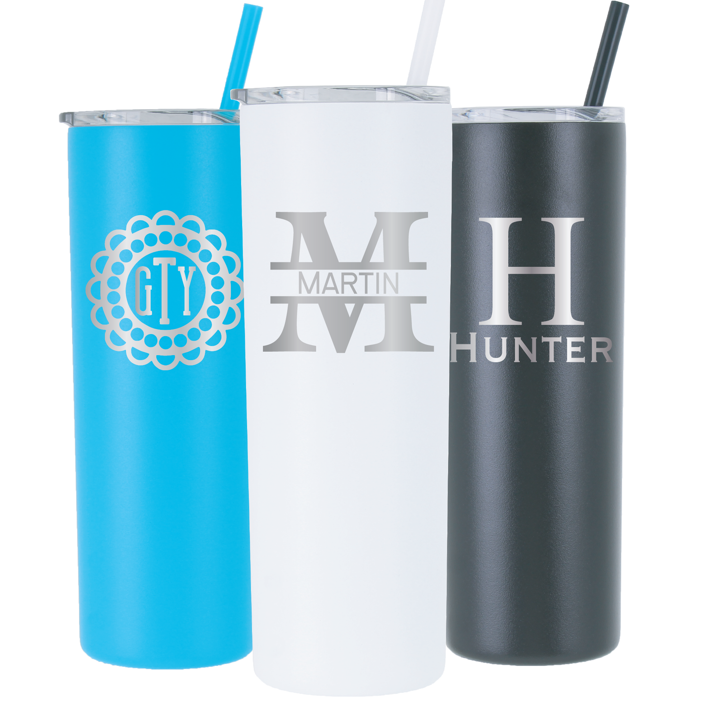 20 oz Personalized Tumbler with Monogram - Laser Engraved