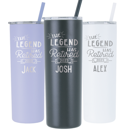 Personalized 2023 Retired "The Legend" Tumbler - Laser Engraved