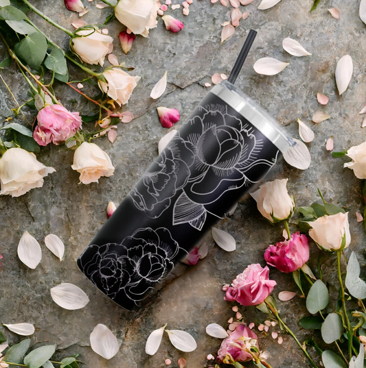 20 oz - Checkered Full Wrap - Laser Engraved