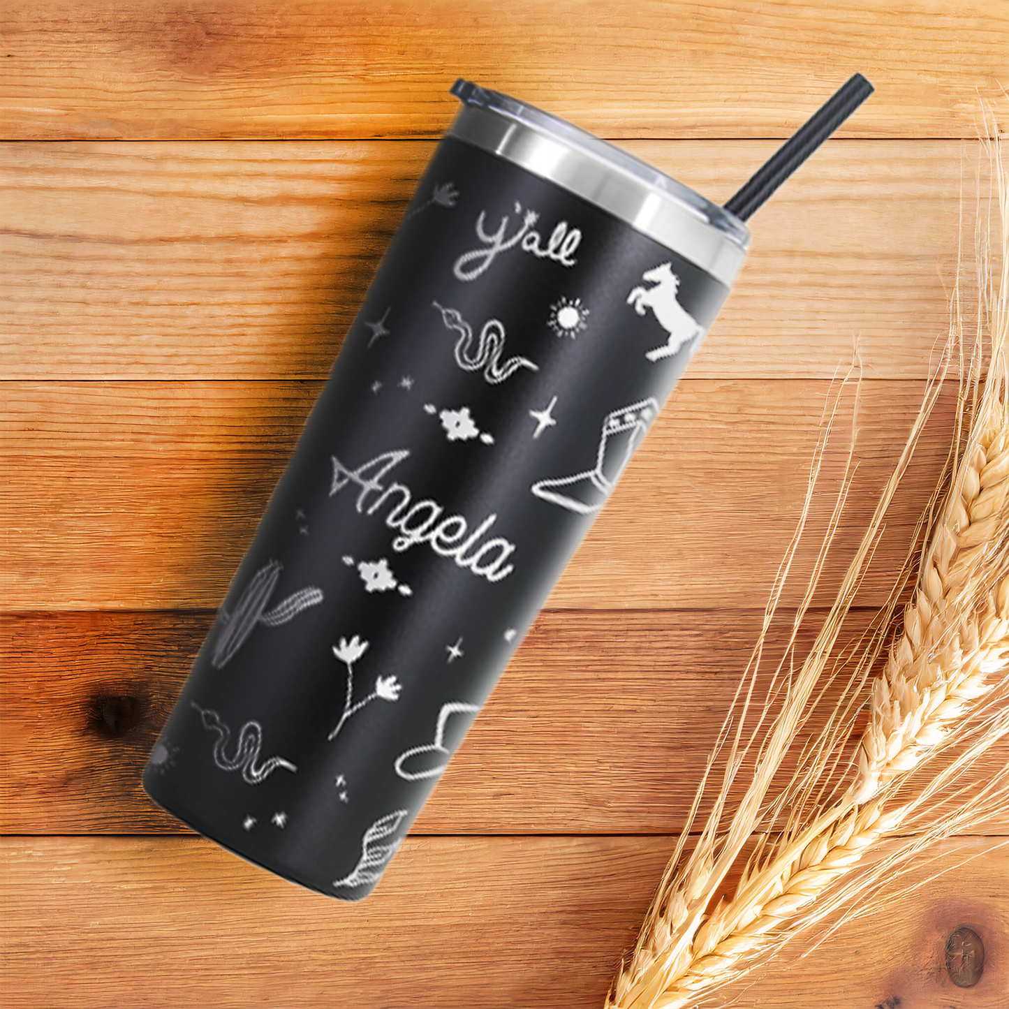 22 oz Personalized Western Tumbler - Laser Engraved