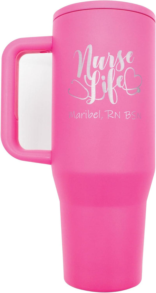 40 oz Personalized Nurse Tumbler - Laser Engraved