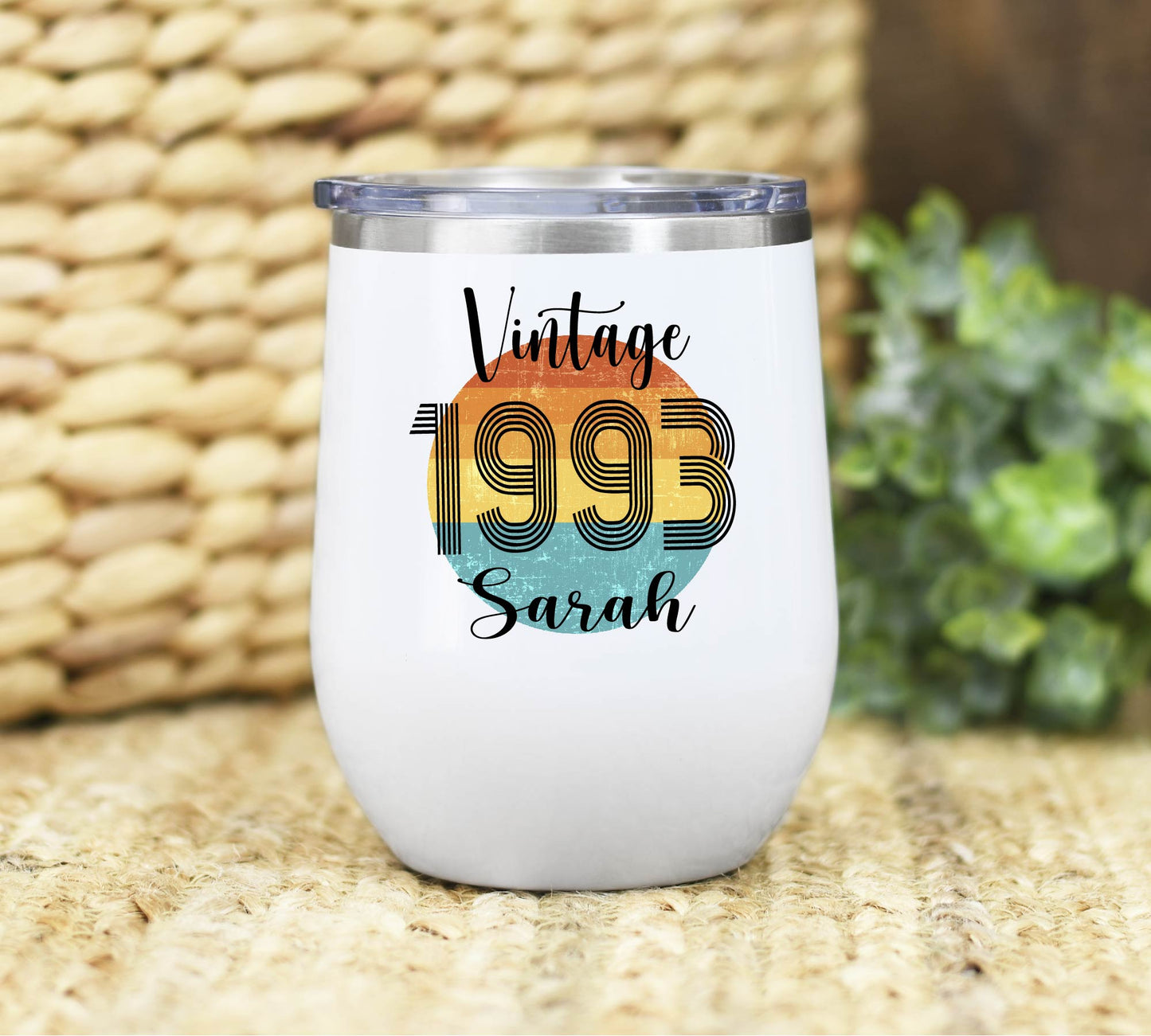 Vaso de vino de cumpleaños vintage de 12 oz