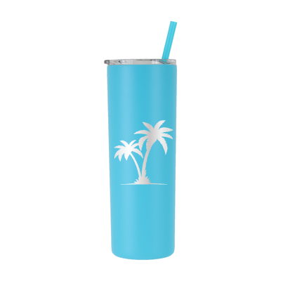 20 oz Personalized Palm Tree Vacation Tumbler - Laser Engraved