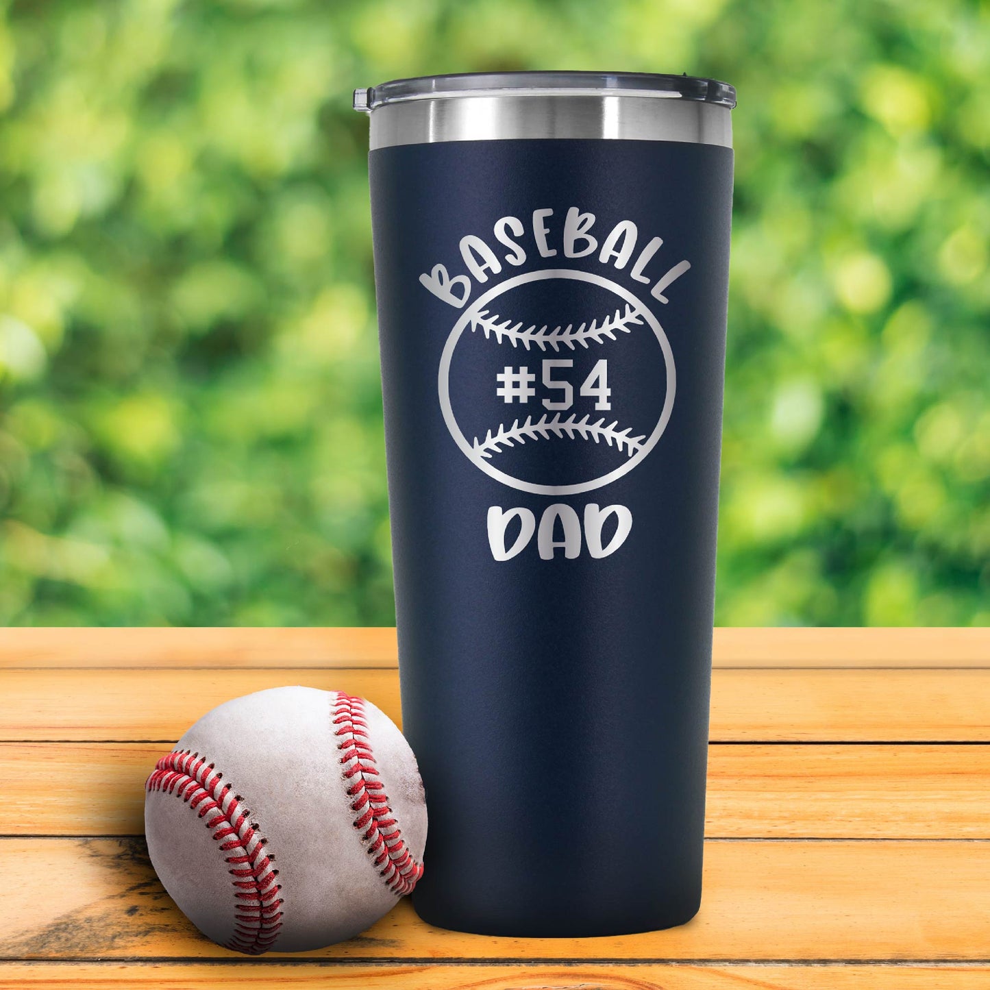 22  oz Personalized Baseball Tumbler - Laser Engraved