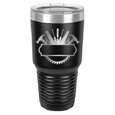 30 oz Personalized Construction Tumbler - Laser Engraved