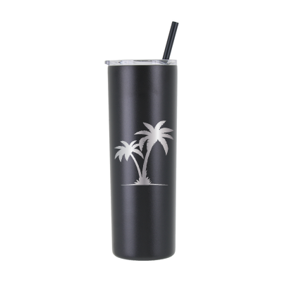 20 oz Personalized Palm Tree Vacation Tumbler - Laser Engraved