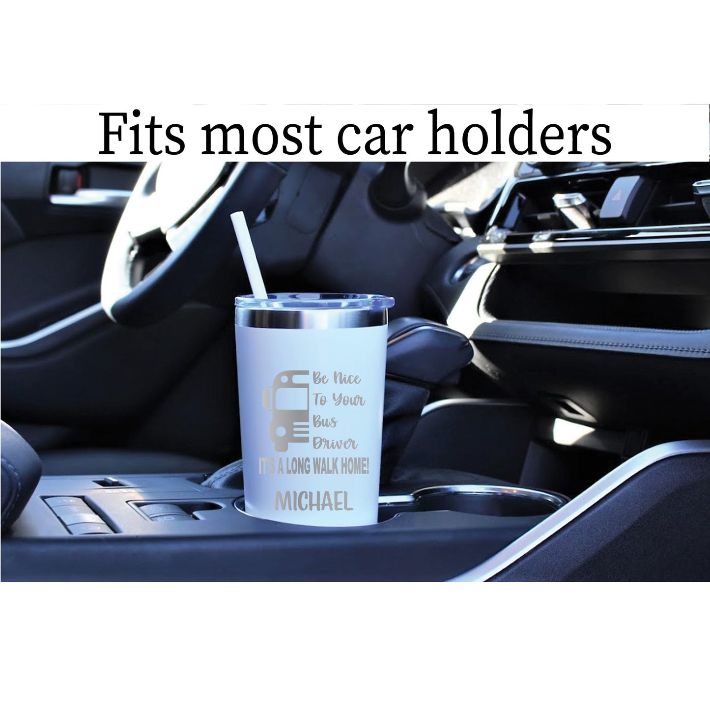 22 oz Personalized Bus Driver Tumbler - Laser Engraved