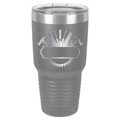 30 oz Personalized Construction Tumbler - Laser Engraved