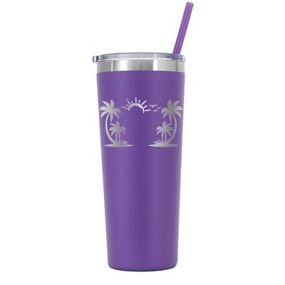 22 oz Personalized Beach Tumbler - Laser Engraved