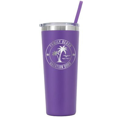22 oz Personalized Family Beach Tumbler - Laser Engraved
