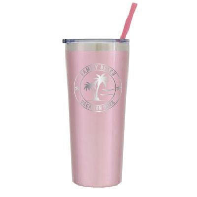22 oz Personalized Family Beach Tumbler - Laser Engraved