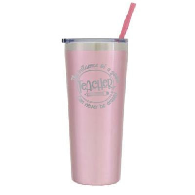 22 oz Personalized Teacher Influence Tumbler - Laser Engraved