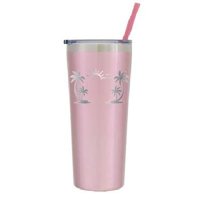22 oz Personalized Beach Tumbler - Laser Engraved